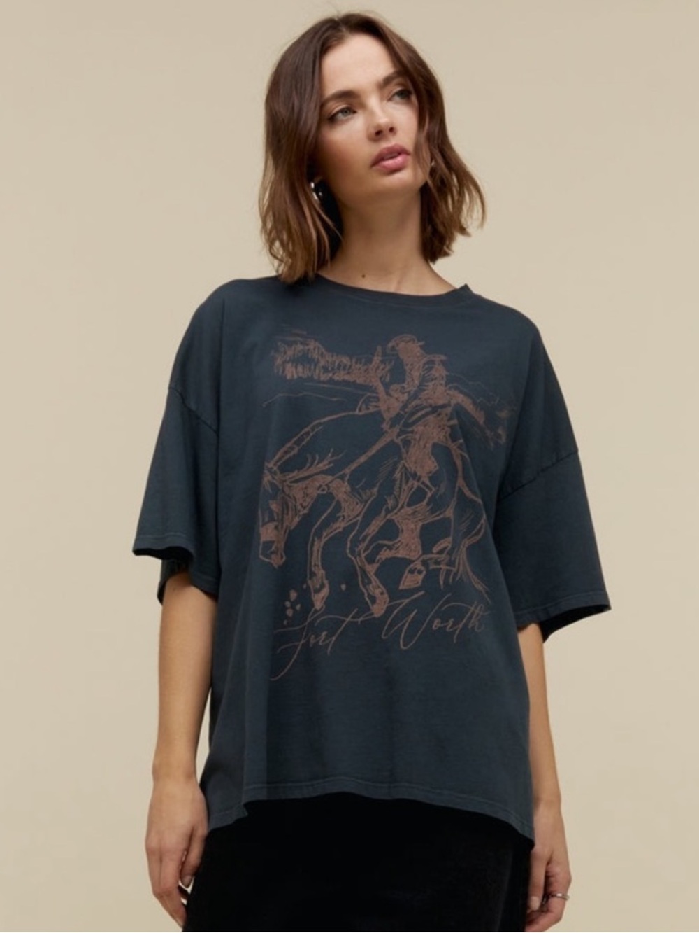 Daydreamer Fort Worth Cotton Tee Vintage Black One Size